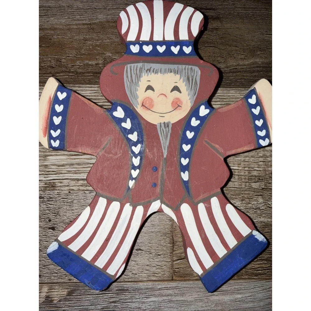 Hand painted Wooden Uncle Sam Shelf Sitter